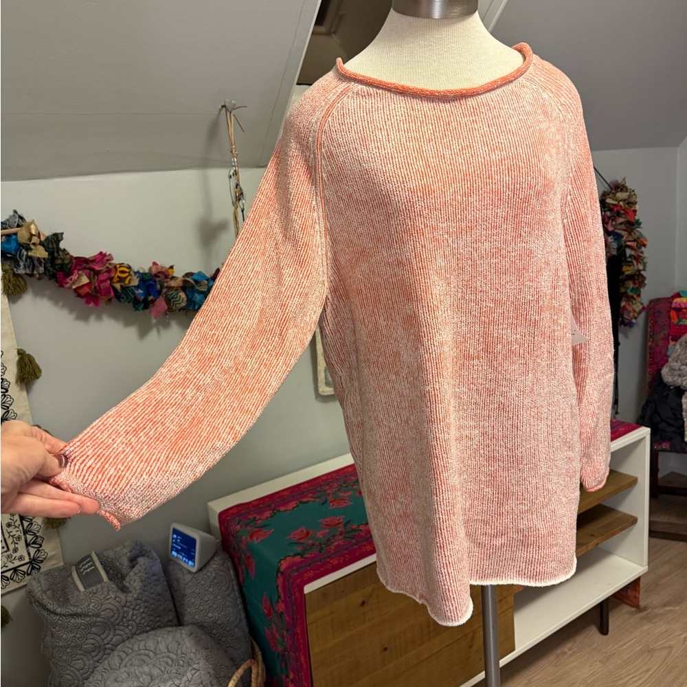 NWT Free People Lenox Orange and white Sweater Tunic/Dress XS - Picture 6 of 8